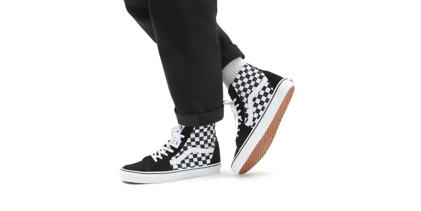 Vans SK8 Hi Sneakers checkerboard Black True White Smash Mega Store