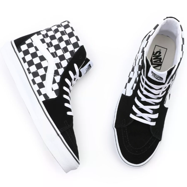 Vans SK8 Hi Sneakers checkerboard Black True White Smash Mega Store