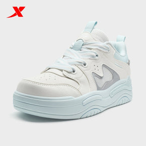 XTEP Women's Skateboarding Shoes Canvas White/Moonstone Blue/Silver 310014-3